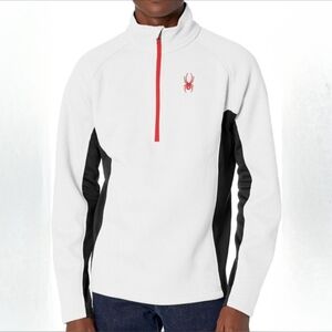 Spyder mens Outbound white red Spyder logo waffle weave half zip sweatshirt XXL